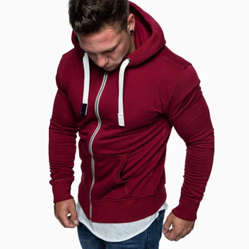 Hot Sale Solid Color Hoodie Long Sleeve Cardigan Casual Loose Men Hoodies