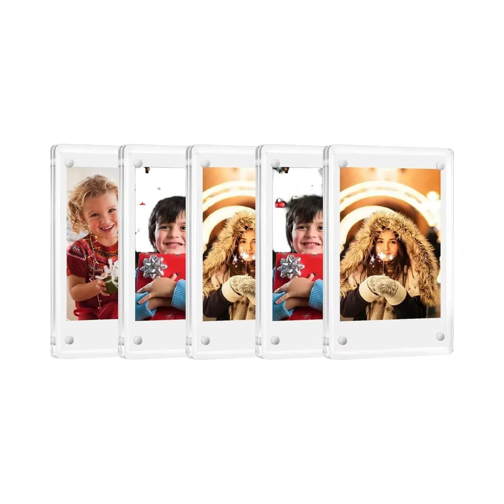 5 Pack 2.36 X 3.54 Inch Acrylic for Polaroid Refrigerator Magnet Picture Frames Clear Mini Instant Photos Instax Frame Display