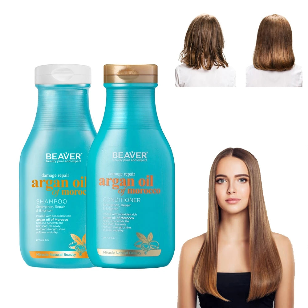 BEAVER Natural Deeply Repair Hair Damage Shampoo Moisturizing Morocco Argan Oil Keratin Shampoo and Conditioner Private Label