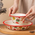 Cute Cartoon Printing Stoneware Dinner Bowl Plate Set Party Collection Christmas Holiday Dinnerware