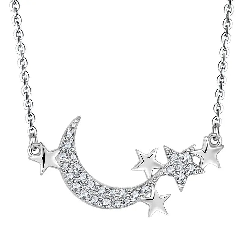 YH JEWELLERY 925 Sterling Silver Women Girl Stars Moons Pendant Necklace Jewelry Wholesale