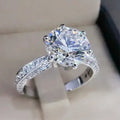 CAOSHI New Fashion Bling Bling 6 Claw Cubic Zircon Rings Women 925 Silver Plated Shiny Diamond Rings for Wedding