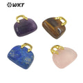 WT-P1780 Handbag Shape Natural Multicolor Gemstones Cute Small Pendant As Women's Jewelry DIY Gemstone Pendant