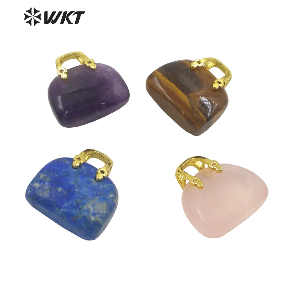 WT-P1780 Handbag Shape Natural Multicolor Gemstones Cute Small Pendant As Women's Jewelry DIY Gemstone Pendant