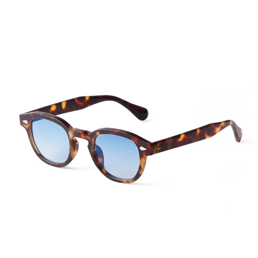 STORY STY22728 Vintage Rivet Tortoiseshell Round Sunglasses Women Men Brand Designer Retro Yellow Blue Len Small Sun Glasses