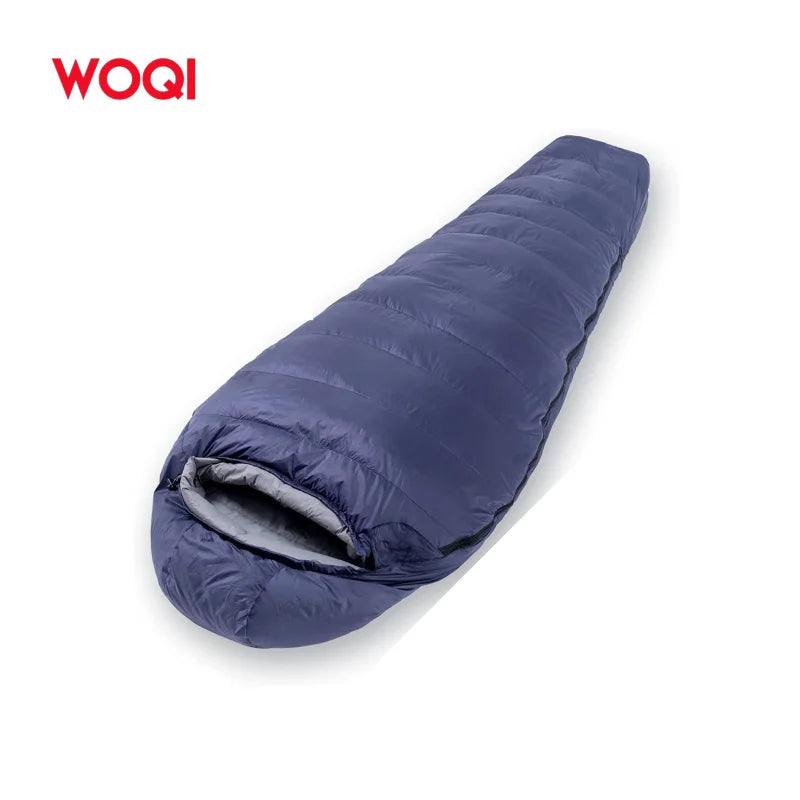 WOQI Hot Sale Lightweight Nylon Mummy Style Cold Weather Portable Camping Sleeping Bag for Adults Teens with Carry Bag