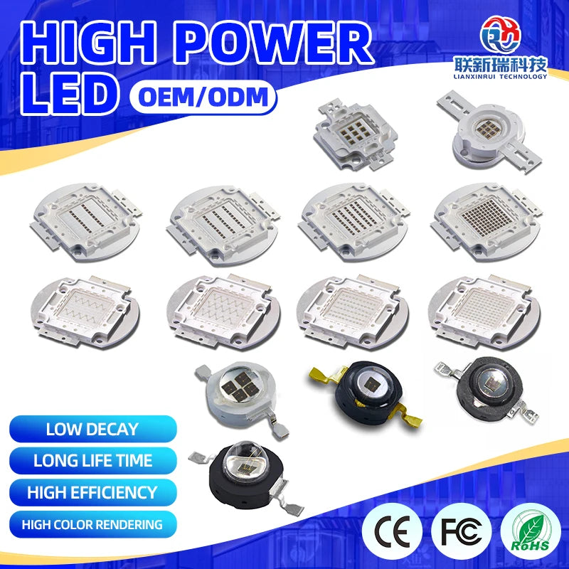 Epistar Bridgelux Chip COB LED Chip  Full Spectrum 1W 5W 10W 20W 30W 50W 60W 90W 100W High Power  LED Chip for Street Light