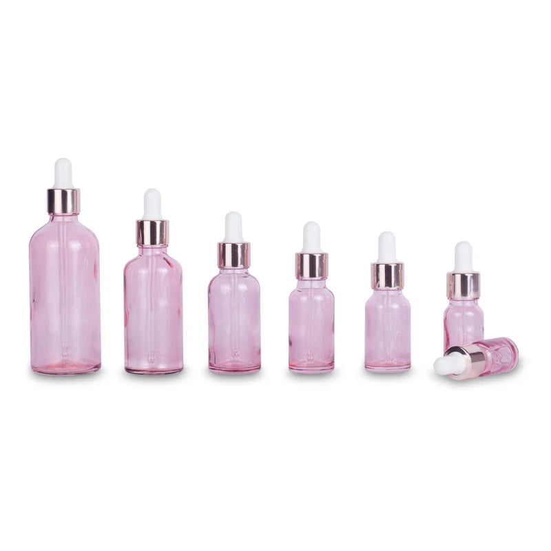 Luxury Round Rose Gold Glass Dropper Bottle Natural Skincare Oil Container