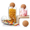 Cute Decorative Round High Borosilicate Glass Jars 500ml/800ml/1200ml with Wood Cover Eco-Friendly for Condiments Storage