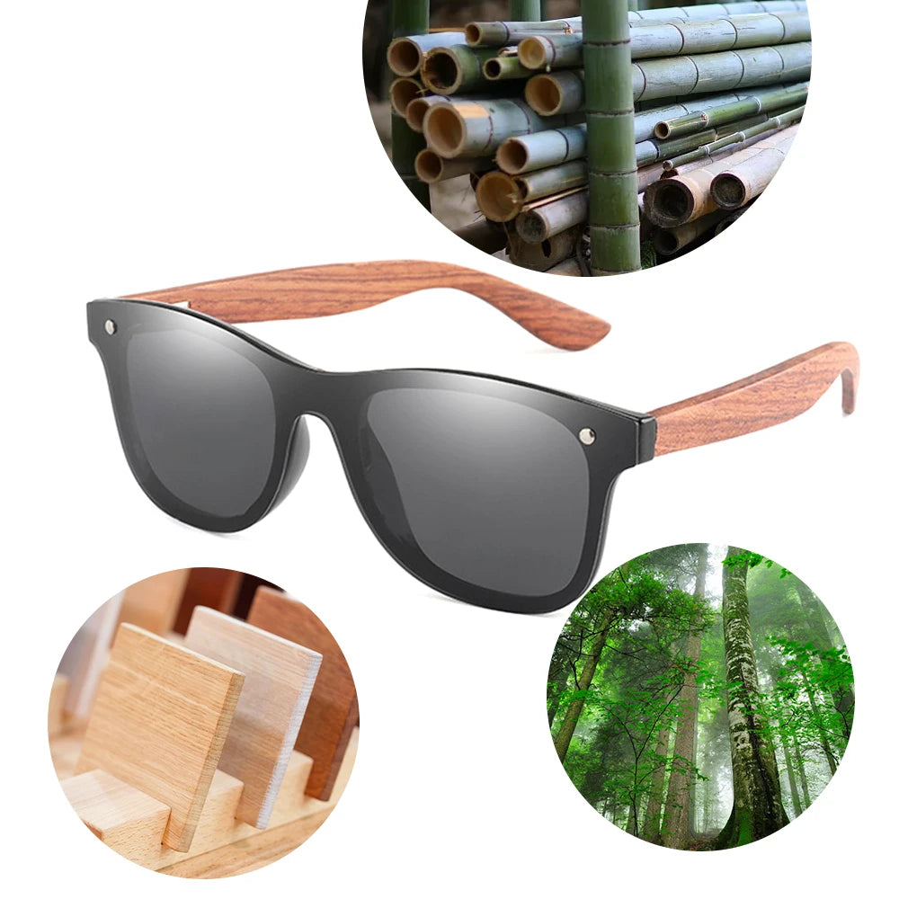 KP1586 New Design Eco-friendly Cool Oversize Pc Frame Sunglasses with Wood Bamboo Leg