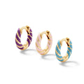 LOZRUNVE 925 Sterling Silver Colorful Twisted Enamel Small Huggie Hoop Earring