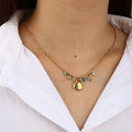 De Stainless Steel Zirconia Shell Pendant Chain Star Design Stainless Steel Necklace Gold Plated Stainless Steel CZ Chain