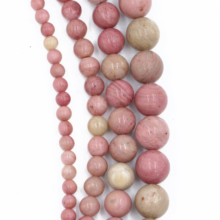 Wholesale 8mm 10mm 12mm Natural Stone Loose Gemstone Rose Rhodonite Beads for Jewelry Making
