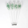 Custom Diamond Flower Top Infused Crystal Clear Rose Quartz Glass Stirrers for Water Coffee Drinks