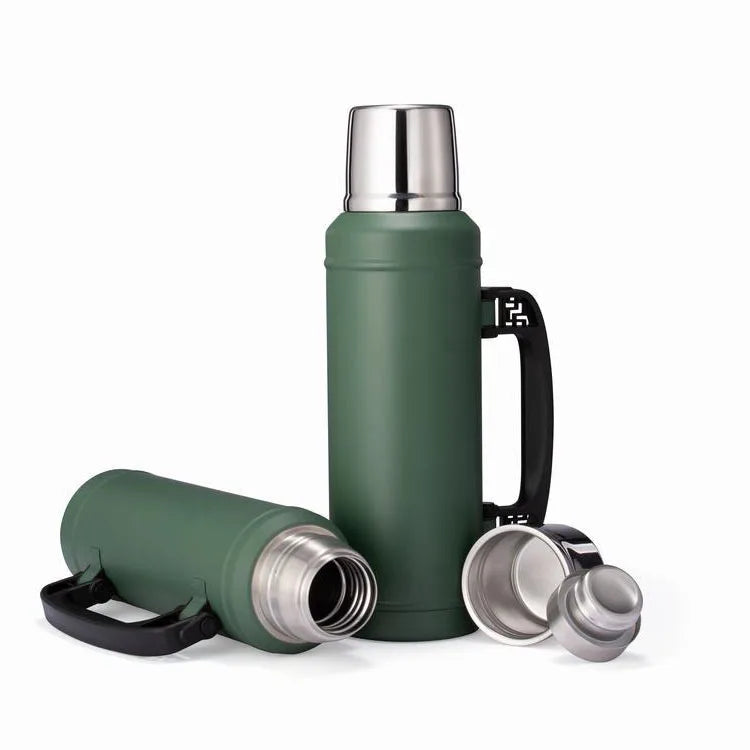 Portable Camping Travel Water Drinking Cup 1200ml 1.2 L Double Wall Stainless Steel 304 Thermos Vacuum Flask With Handle