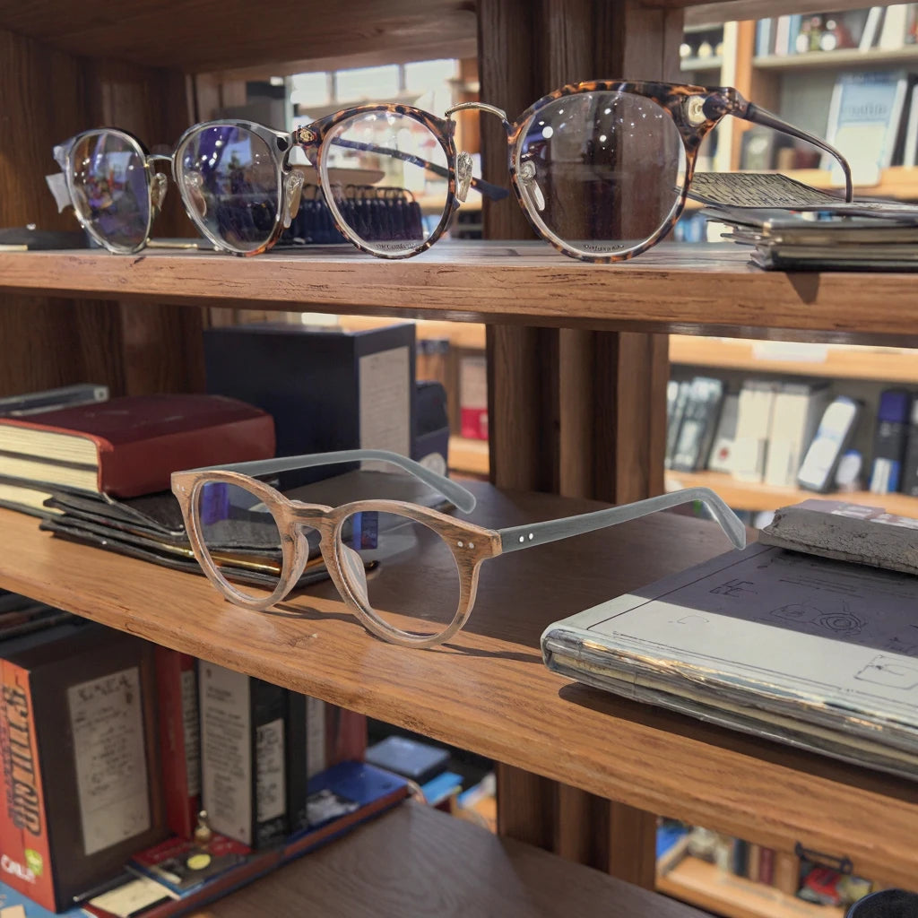 Fashion Retro Clear Lens Custom Unisex Eyeglasses Oem Acetate Wood Grain Reader Round Prescription Myopia Glasses Frame