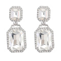 Trendy Women Glass Diamond Square Dangle Earrings Bling Emerald Rhinestone Geometric Earrings