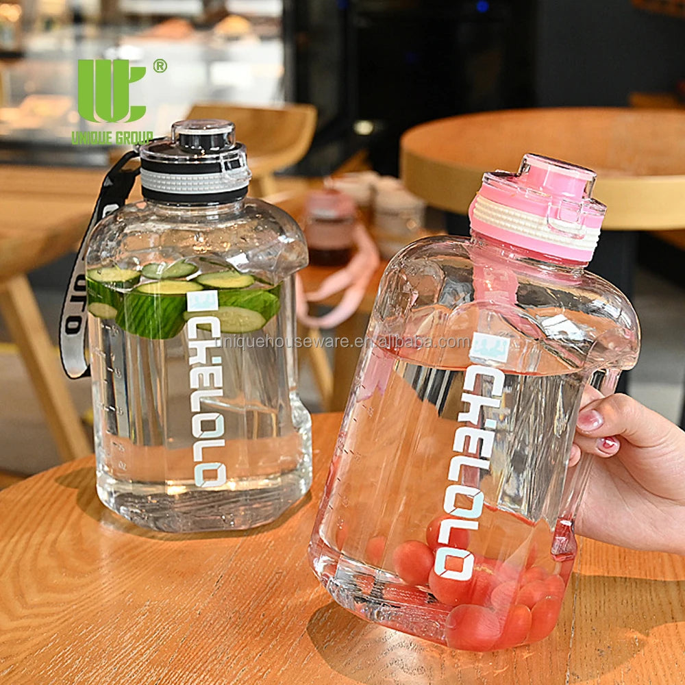 128 oz BPA Free Large Motivational Sports Water Bottle with Time Marker Leakproof Big Plastic Water Jug