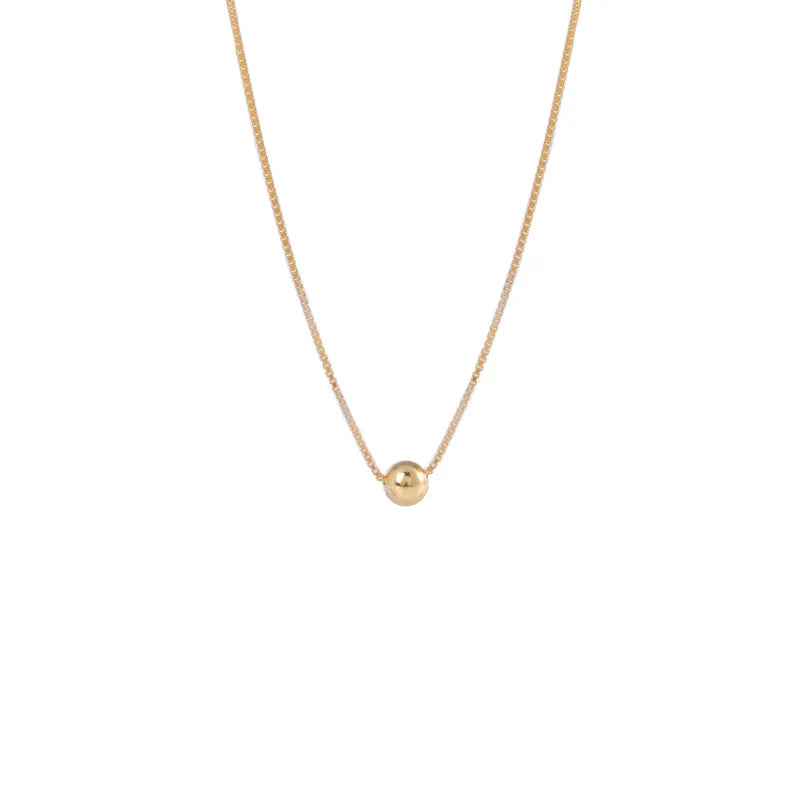 Fashion Minimalist Jewelry 925 Sterling Silver Small Necklaces Round Bead Golden Bean Ball Plain Gold Plated Necklaces for Women