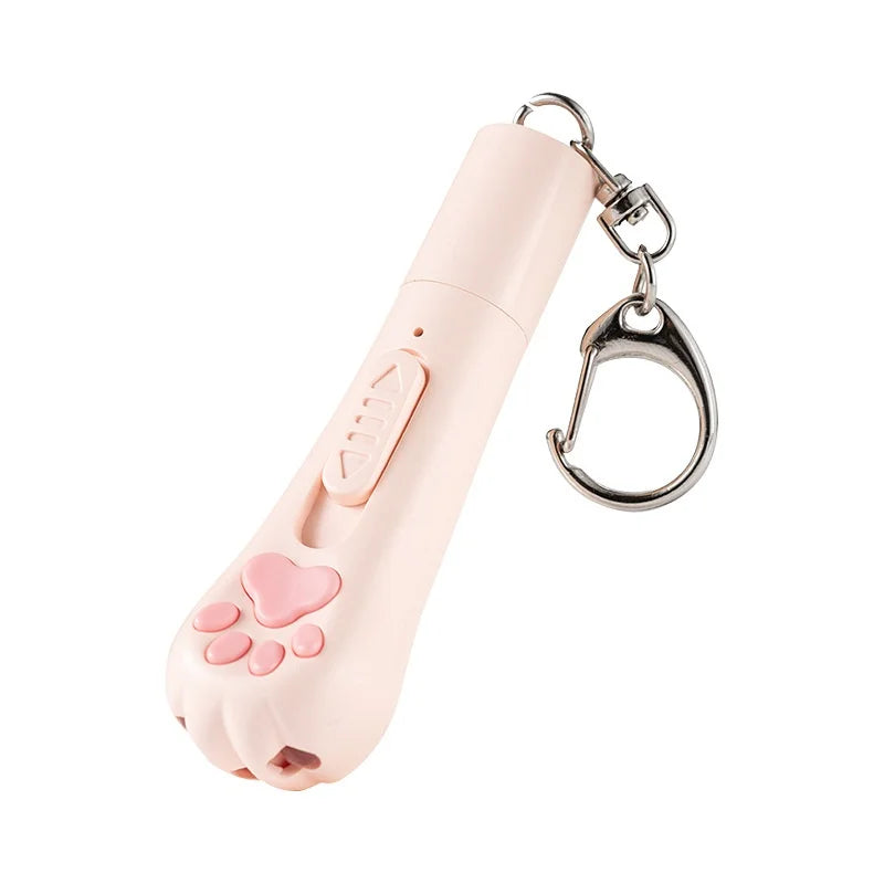 USB Rechargeable Multifunctional Laser Cat Keychain Eco-Friendly Switchable Purple White Light Illumination Made Plastic