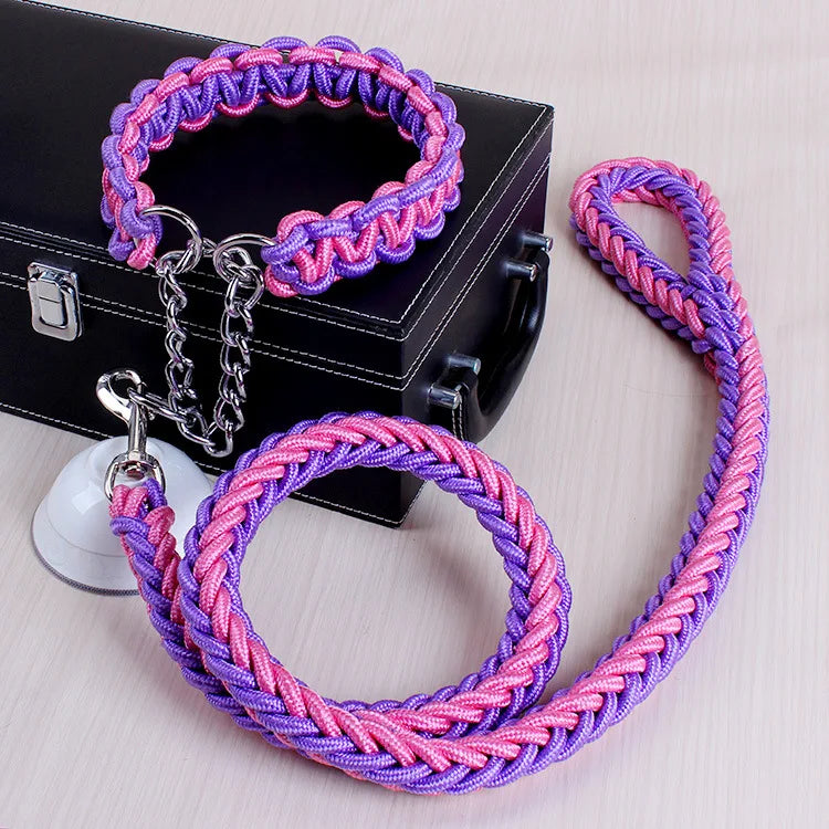 Heavy Duty Rope Slip Dog Leash With Braided P Choke Collar Pet Training Leash With Integrated Collar OEM ODM Factory Wholesale