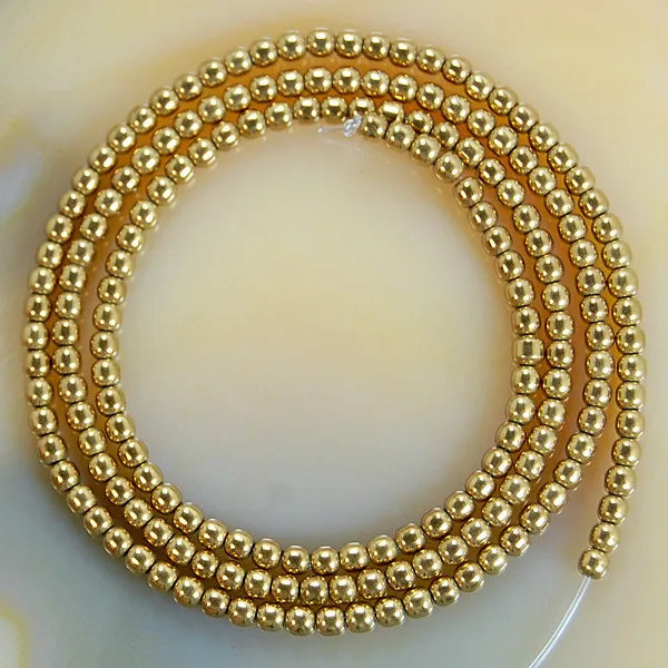 HB3016 2mm Tiny Gold Plated Hematite Beads for Jewelry Making
