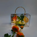 Modern Elegant Portable Acrylic Flower Display Racks with Gold Handle Transparent Eco-Friendly Gift Store for
