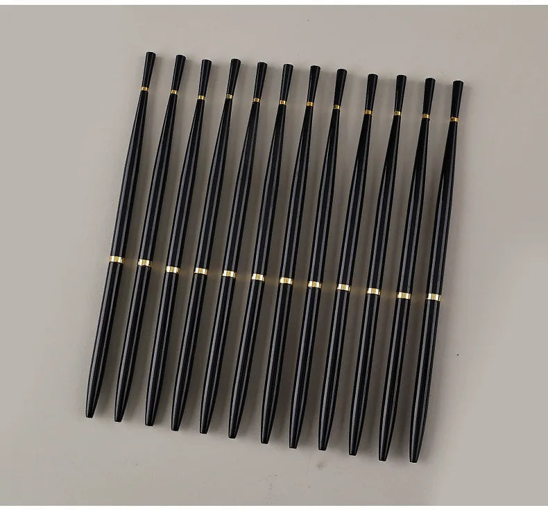 Professional Mermaid Tail Gel 12 Pcs Black Mental Handle Custom Logo Thin Nylon Hair Nail Art Paint Liner Brush Set DIY Tools