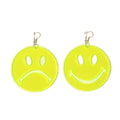 Fashion Creative Cry Face Hiphop Neon Smiling Face Acrylic Accessories Fluorescent Yellow Trendy Drop Earrings for Women Girls