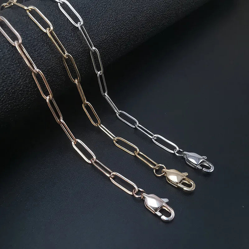 18k Gold Filled Stainless Steel Necklace Paperclip Chain Necklace