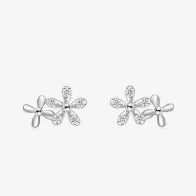 Ailmay Genuine 925 Sterling Silver Dazzling Daisy Fashion Flower Sparkling Zircon Stud Earrings for Women Statement Jewelry Gift