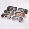 Women 2023 Free Shipping Glasses for Women to Party Large Shade Custom Logo Women Trendy Diamond Bling Crystal Sunglasses