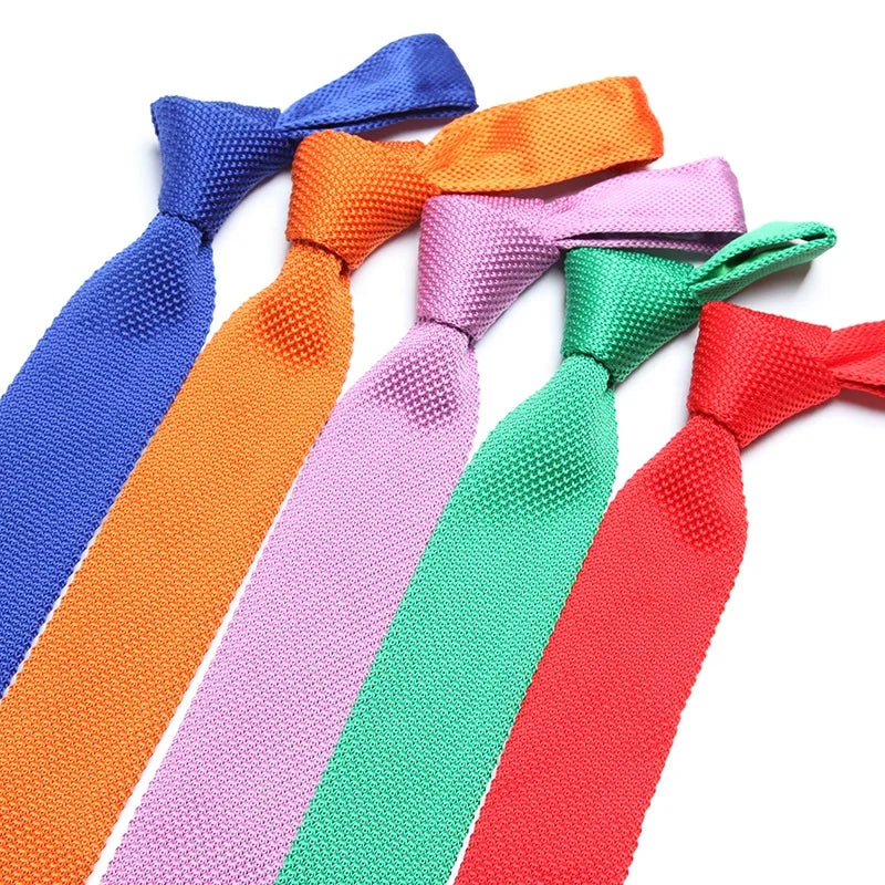 In-Stock 27 Colors Solid Color Polyester Knitted Tie for Men Plain Design