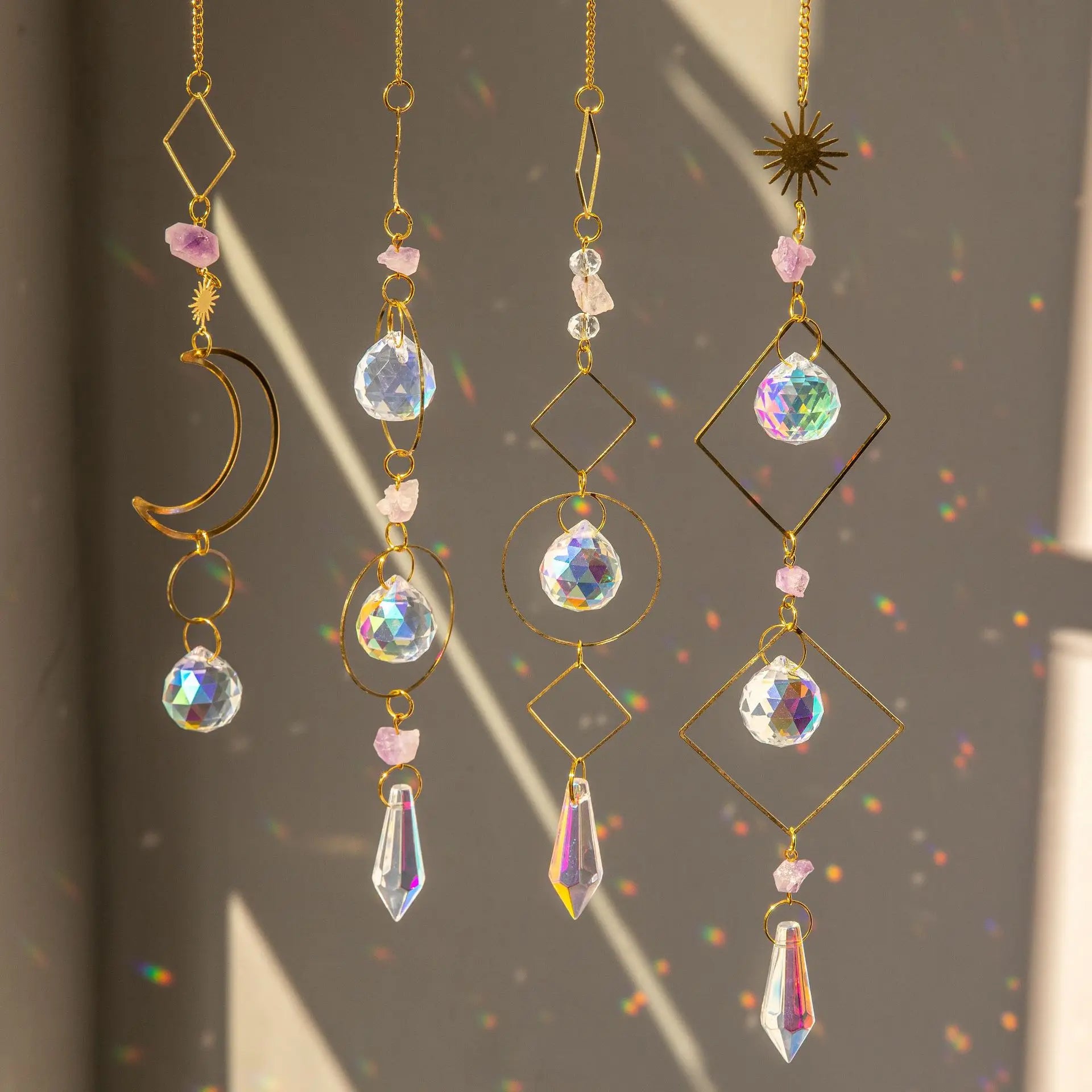 New Arrivals Natural Healing Crystal Handmade Hanging Suncatcher Crystal Sun Catchers