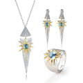 C7786 Abiding Jewelry Popular Design Round Cabochon Natural Gemstone Myths Wedding Bridal 925 Sterling Silver Jewellery Set