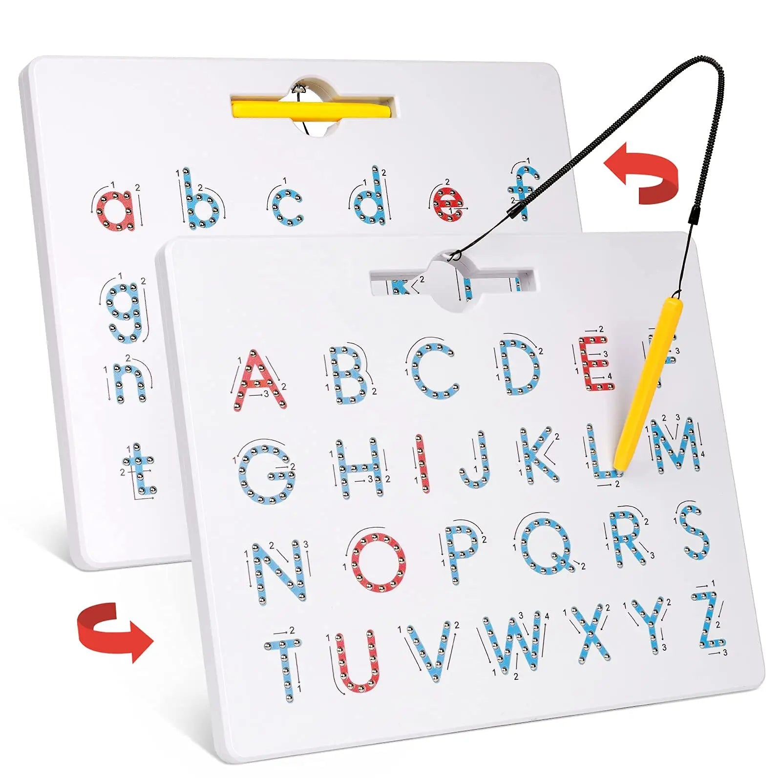 Double Sided Magnetic Letter Board - 2 in 1 Alphabet Magnets Tracing Board for Toddlers ABC Letters Uppercase & Lowercase