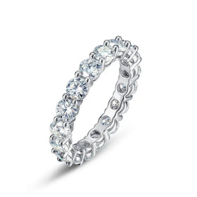 Cluster Gra Certified 4mm 925 Silver Eternity Ring Silver Jewelry Iced Out Hip Hop Tennis Ring Moissanite Cuban Link Ring Band