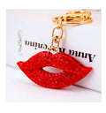 Hot Red Lip Shape Sparkling Charm Blingbling Keychain Keyring Crystal Rhinestone Pendant Key Chain for Car Bag Accessory