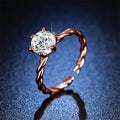 Drop Shipping Adjustable Women Jewelry Rose Gold 1ct Moissanite Ring Copper Twist Wedding Rings
