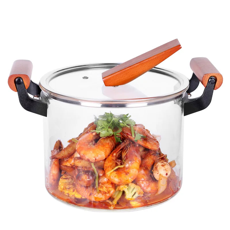 3500ml 4500ml Heat Resistant High Borosilicate Glass Cooking Pot Cooking Container Frying Pan