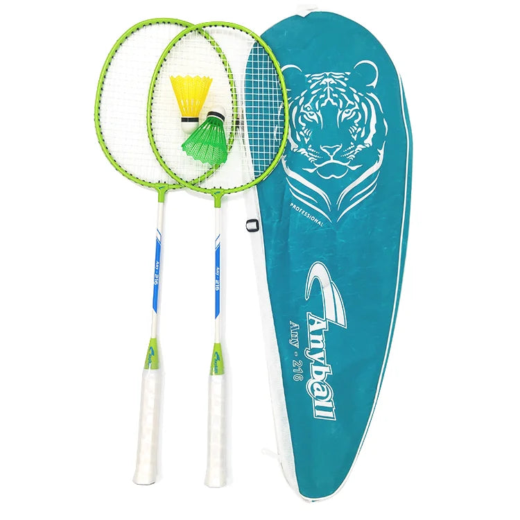 Factory Price Alloy High Elastic Sponge Handle  Badminton Rackets Set Plastic Shuttlecock and Racquets with Bag for Kids Adults sports