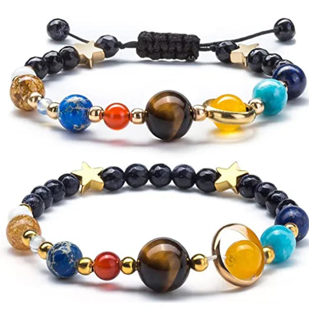 Solar System Bracelet Universe Galaxy the Eight Planets Guardian Star Natural Stone Beads Bracelet