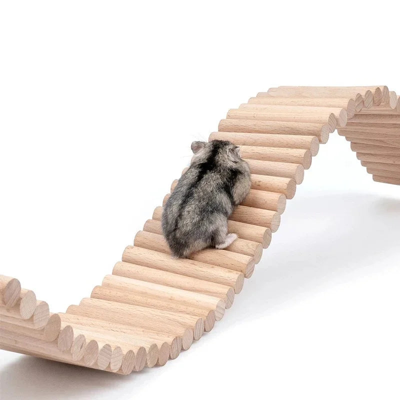 Long Climb Ladder Fence Swing Toy Hamsters Bear Isolation Timber Bridge Gold Wire Soft Plank Road Eco-Friendly Interactive Wood