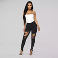 White Black Blue Ladies Jeans Women Ripped Skinny Jeans High Waist Women's Pants Wholesale