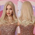 Front Lace Long Wavy Ombre Blonde Lace Hairline Wigs Sandy Blonde Golden Ombre Lace Wigs for Women Daily Heat Resistant Hair