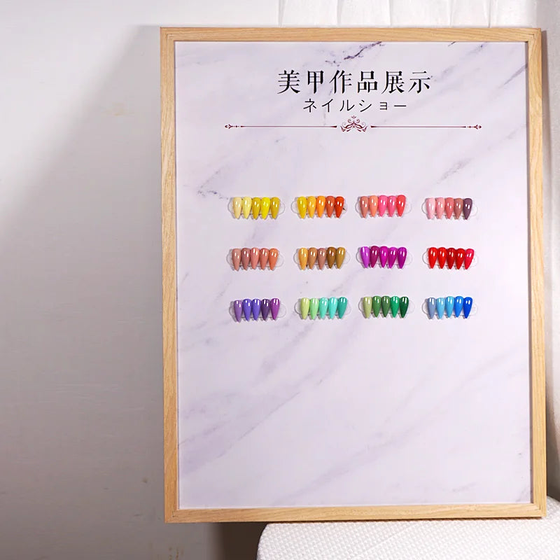 Large Wood Photo Frame with 480 Colors Acrylic Landing Sample for Nail Polish Gel Tips Color Card Display for Nail Supplies