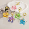 Acrylic Sea Star & Shell Oil Flow Sand Bottle Keychain Creative Pendant Bag Charm