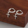 New Fashion Design S925 Sterling Silver CZ Cross Charm Pendant Hoop Earrings for Women YHE0144