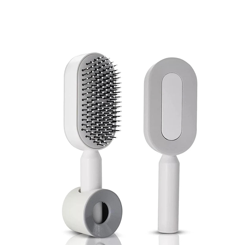High Quality Salon Self Cleaning Detangling Curly Vented Air Cushion Brush Self-cleaning Hair Comb with One-Key Click Hair Brush