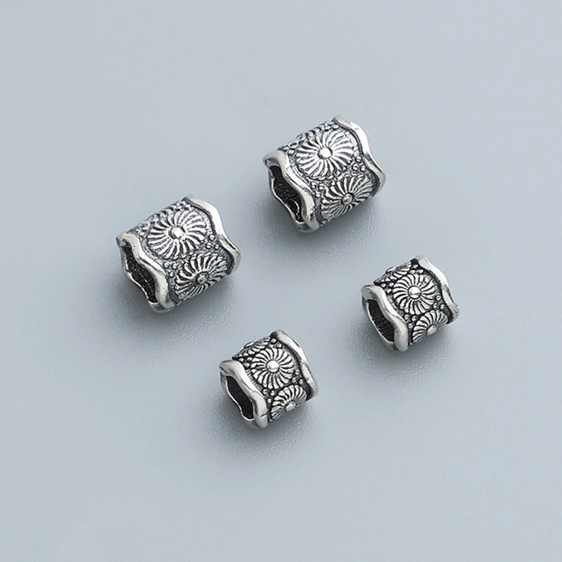 Popular 925 Sterling Silver Dainty Engrave Flower Bucket Charm Beads for Bracelet Necklace Making